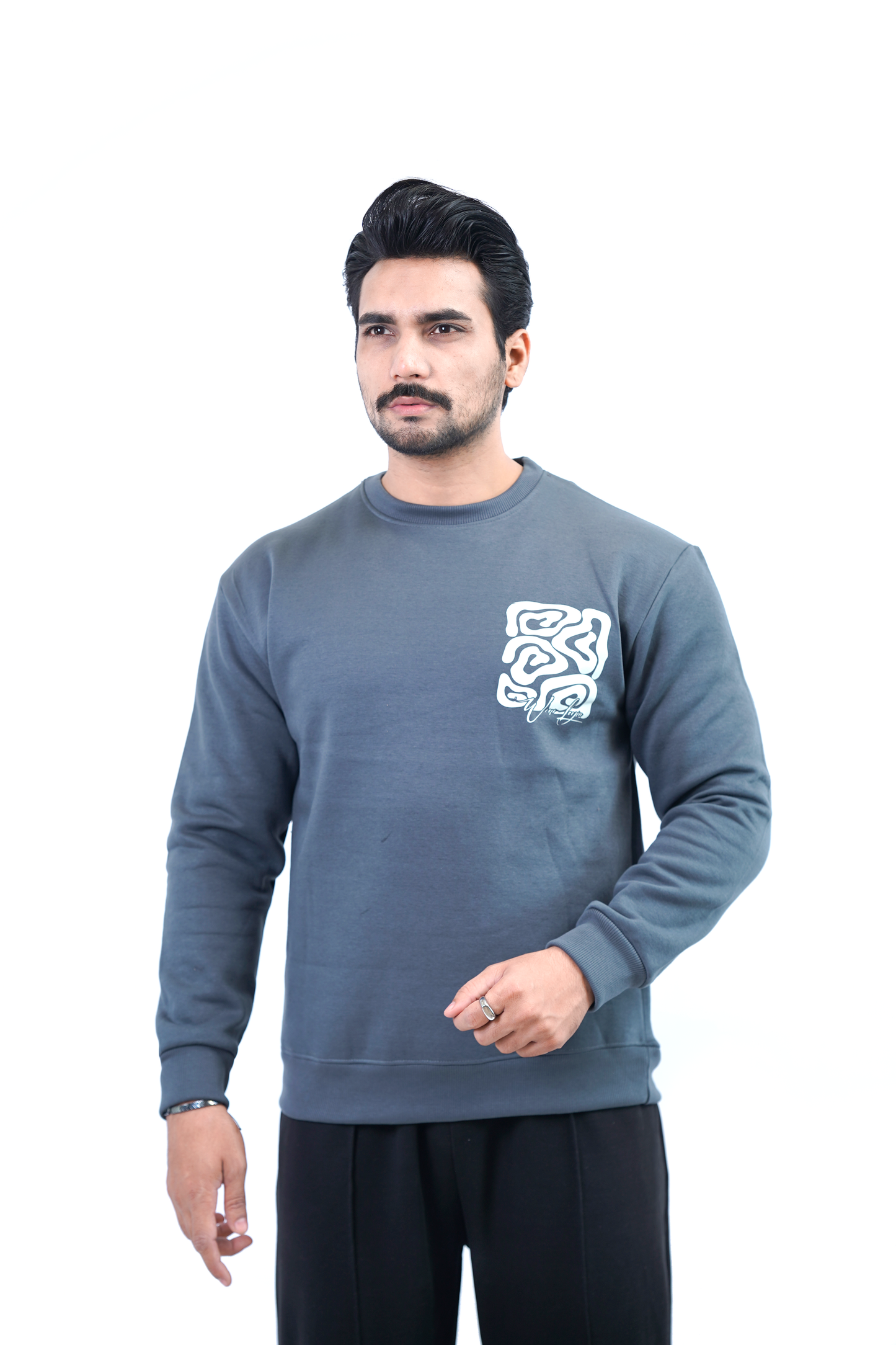 Full Sleeve Printed Fleece Sweet Teets – Slate Grey