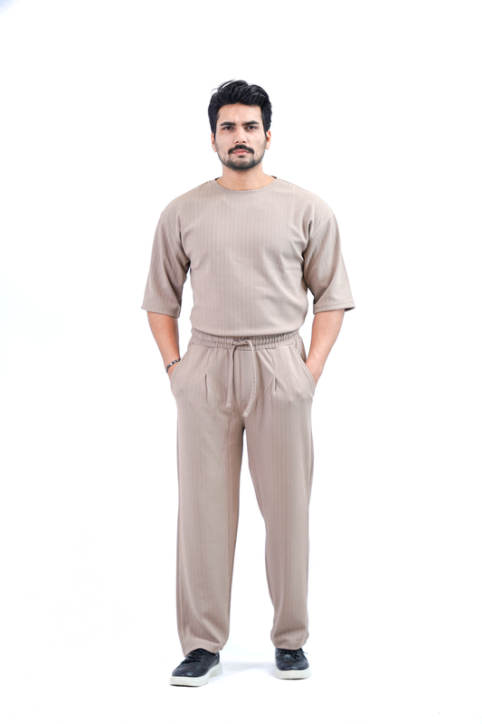 Men's Textured Comfort Track Suit (Full Set) – Light Grey