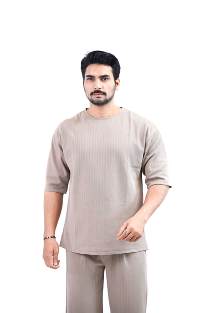 Drop-Shoulder Poly T-Shirt – Light Grey