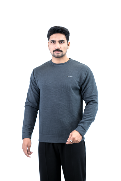 Charcoal – Men’s Textured Waffle Knit Crewneck