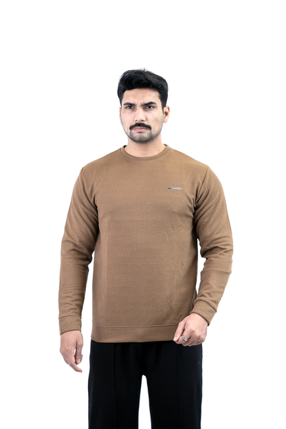 Brown – Men’s Textured Waffle Knit Crewneck