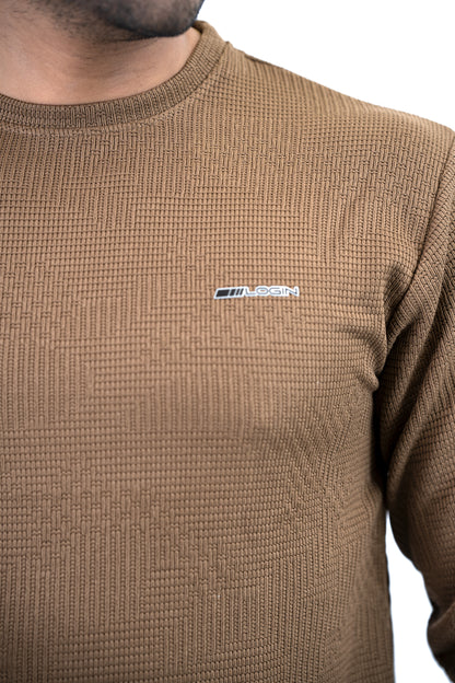 Brown – Men’s Textured Waffle Knit Crewneck