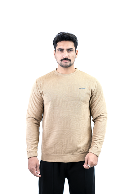 Khaki – Men’s Textured Waffle Knit Crewneck