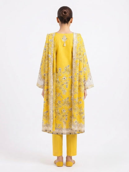Sunshine Yellow Floral 3-Piece Lawn Suit