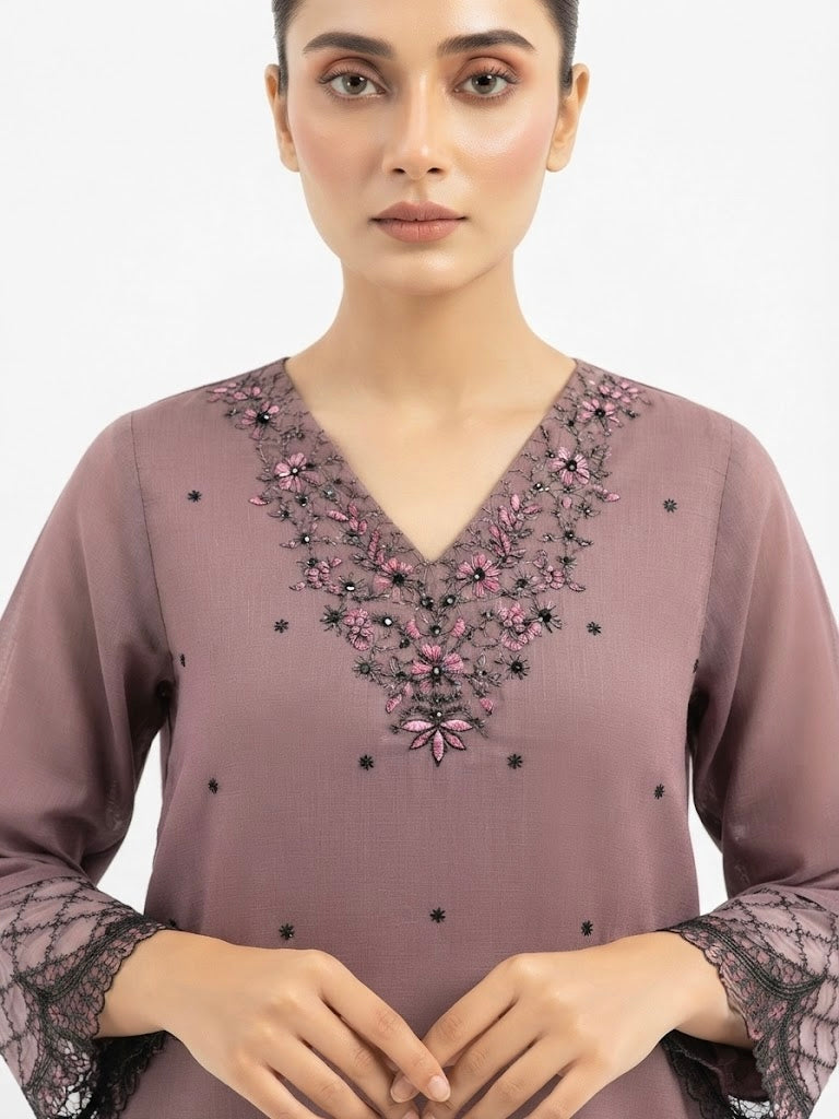 Elegant Mauve 3-Piece Women's Stitched Suit