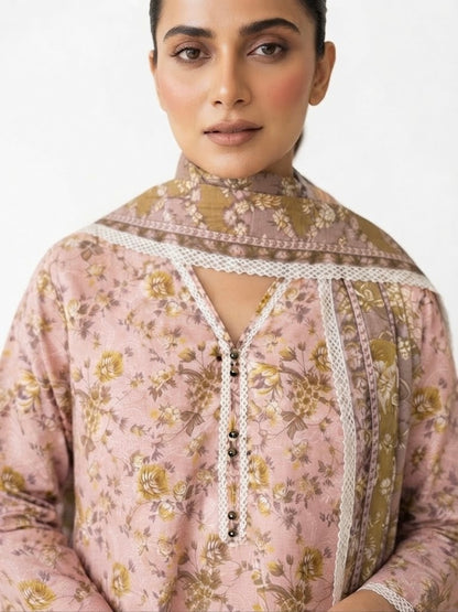 LOGIN Women's 3-Piece Printed Lawn Suit