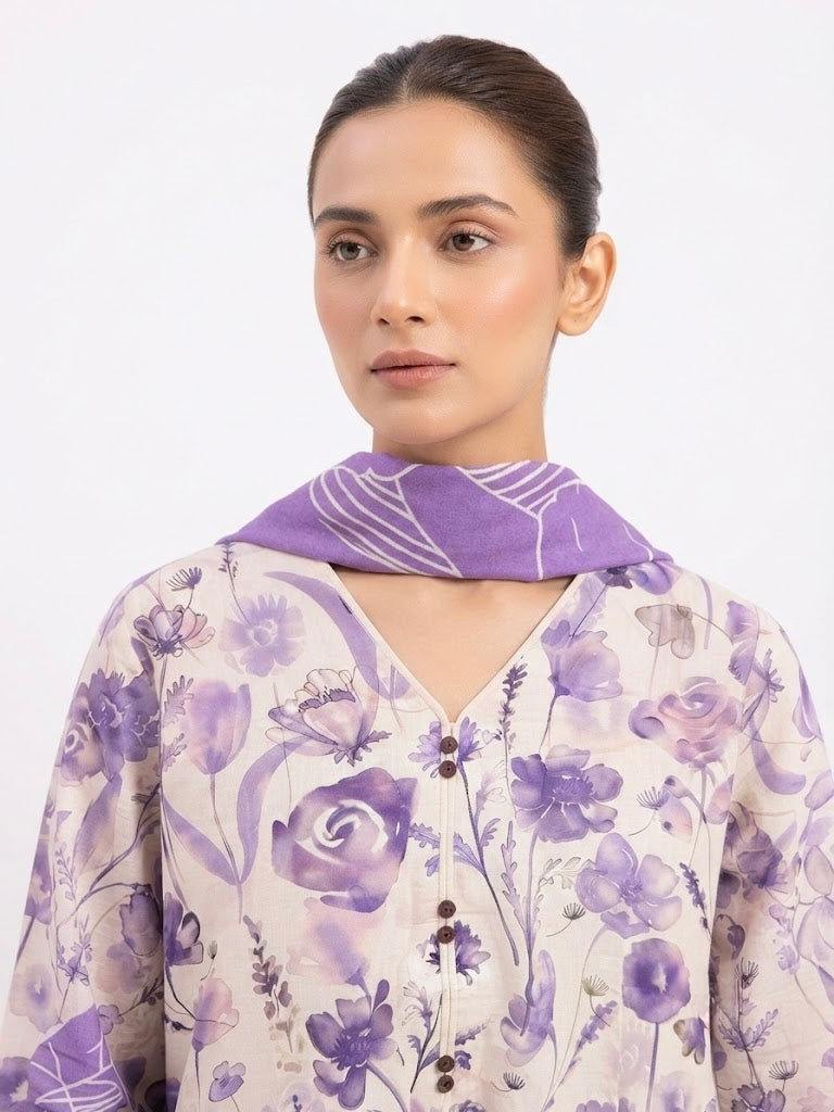 LOGIN Women's 3-Piece Printed Lawn Suit