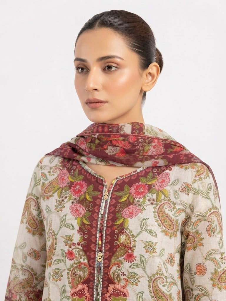 LOGIN Women's 3-Piece Printed Lawn Suit