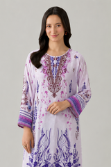 Basic Printed Lawn 3 PCS Suit Stitched Pink