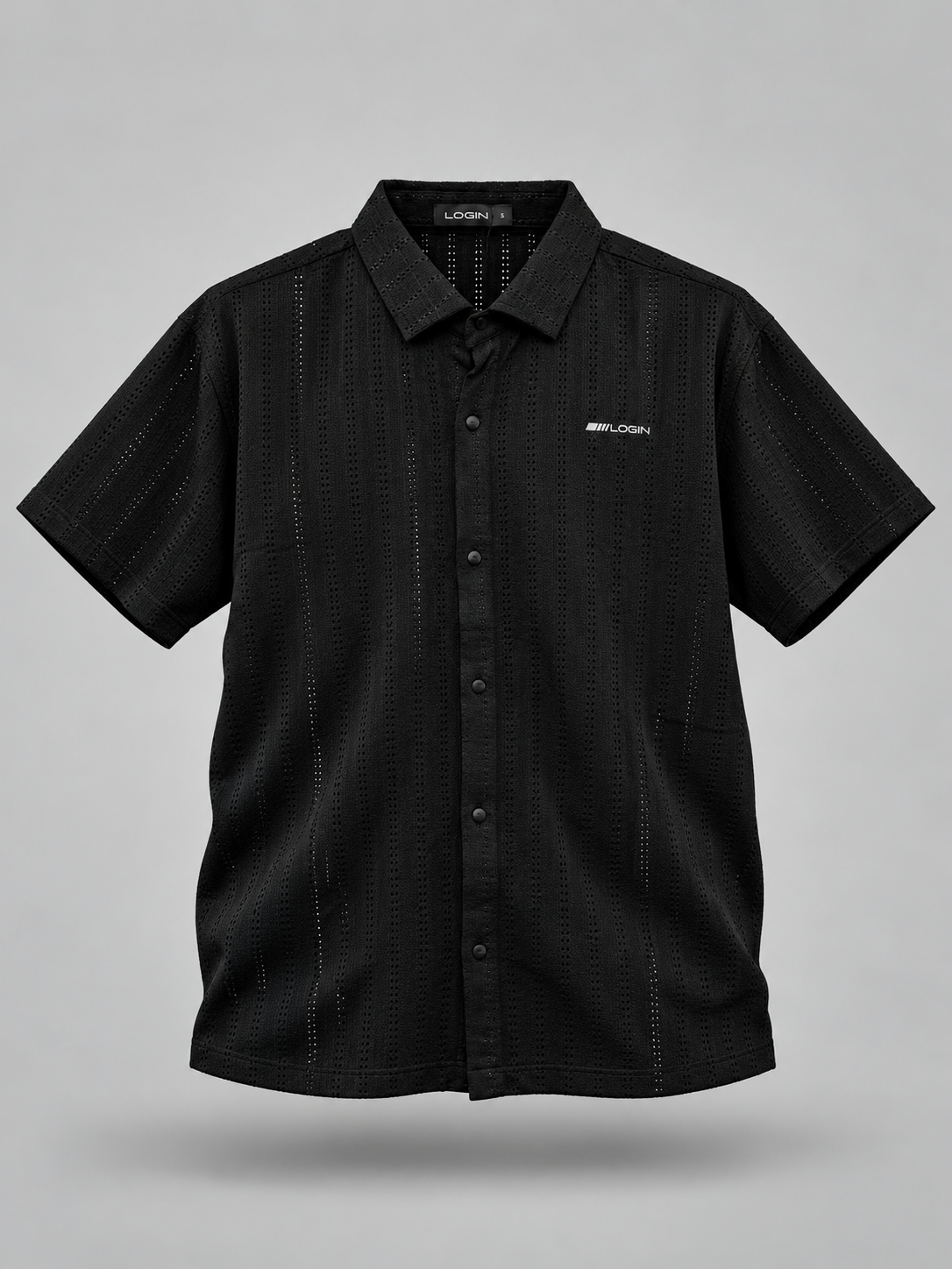 Men's Black Textured  Half Sleeve Shirt