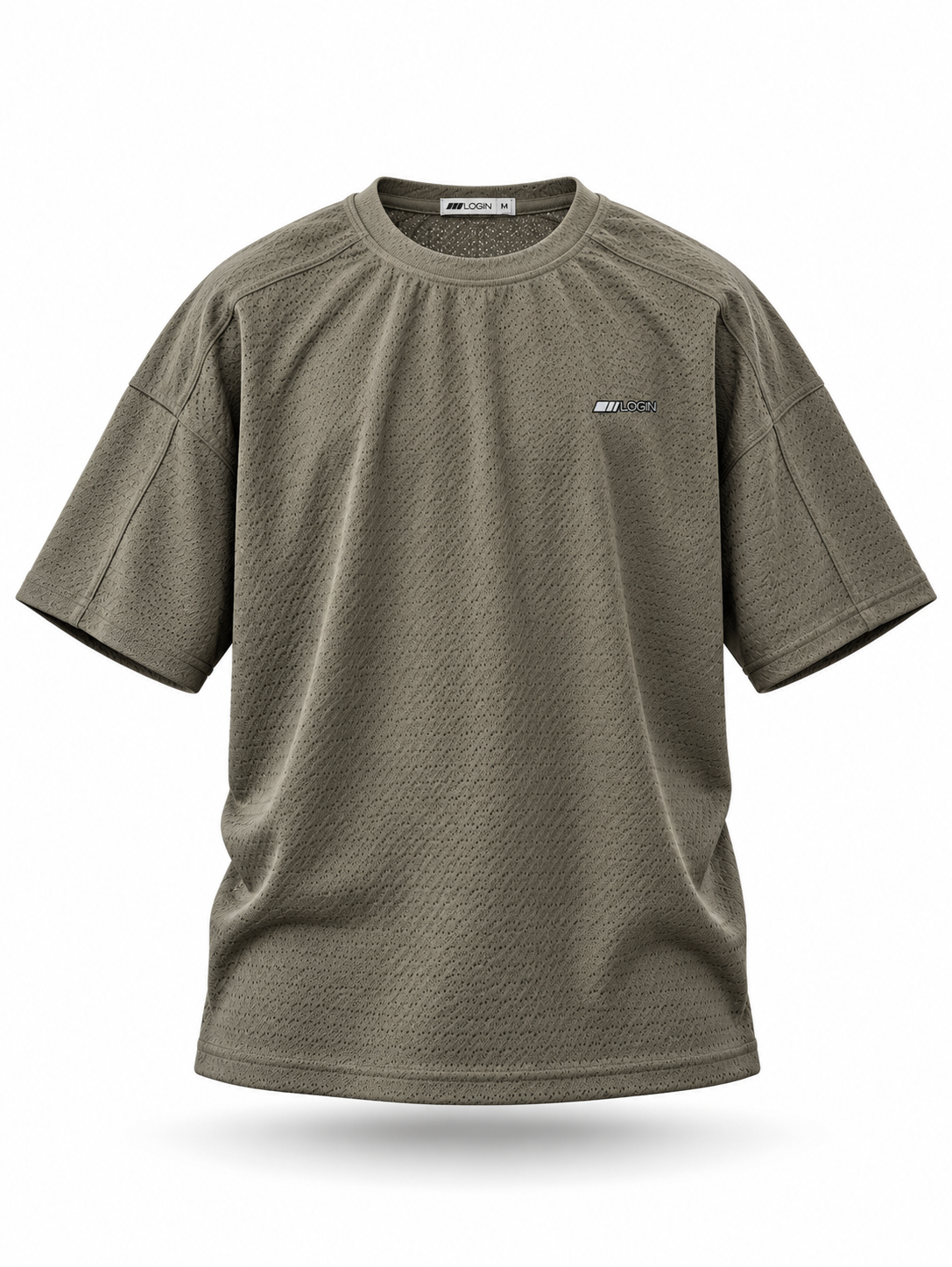 LOGIN Men's Olive Grey Oversized T-Shirt