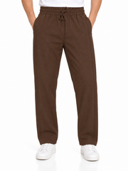 Men's Brown Relaxed Fit Trousers