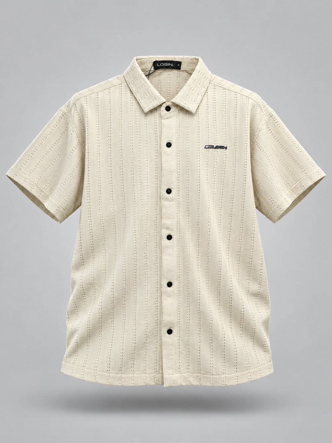 Men's Cream Textured Half Sleeve Shirt