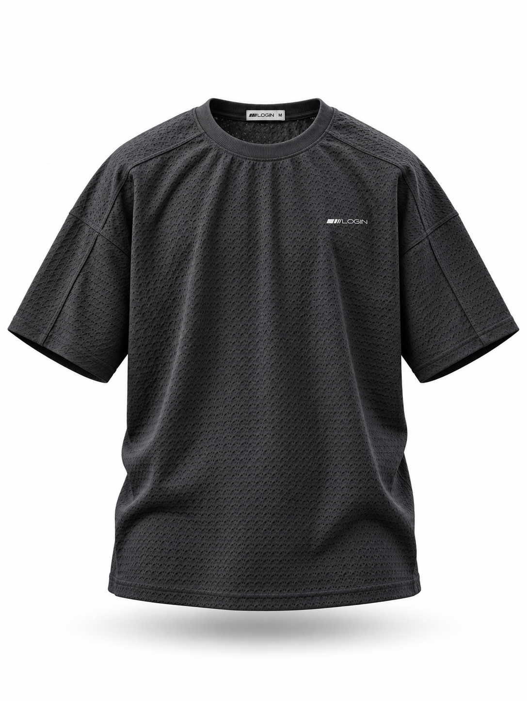 LOGIN Men's Charcoal Grey Oversized T-Shirt