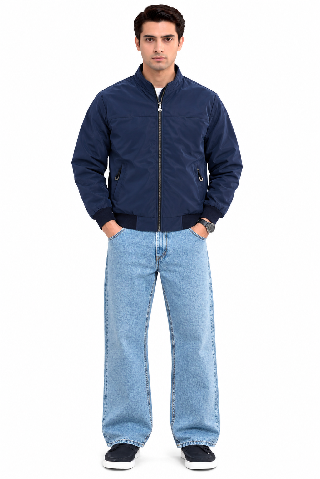 Men’s Navy Blue Zip-Up Jacket