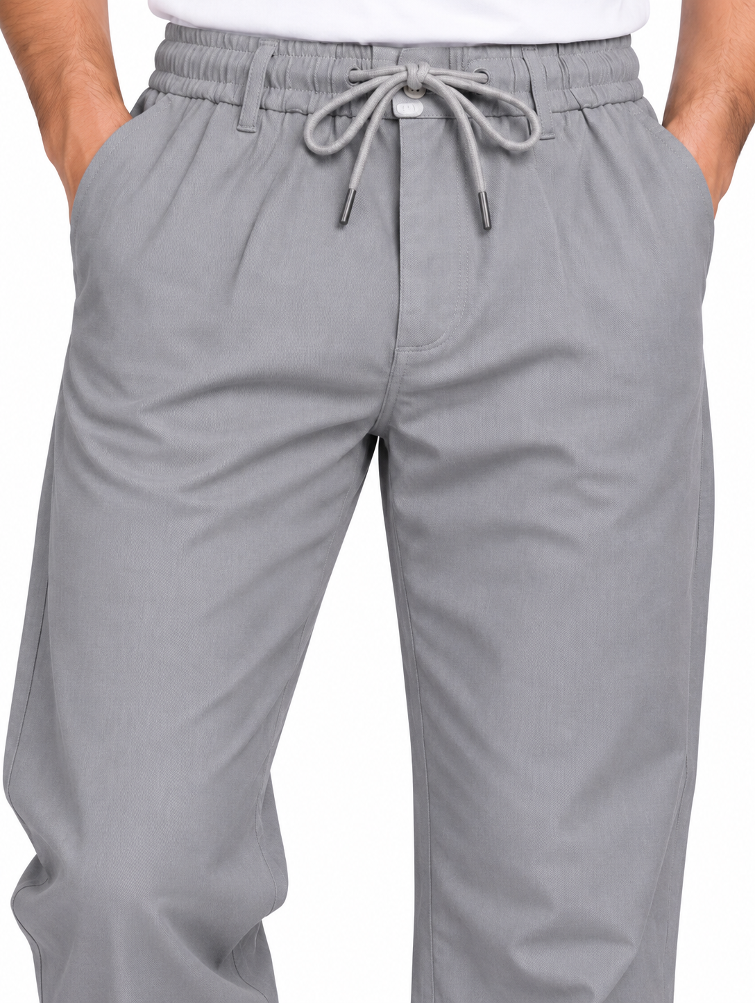Men’s Light Grey Drawstring Casual Pants