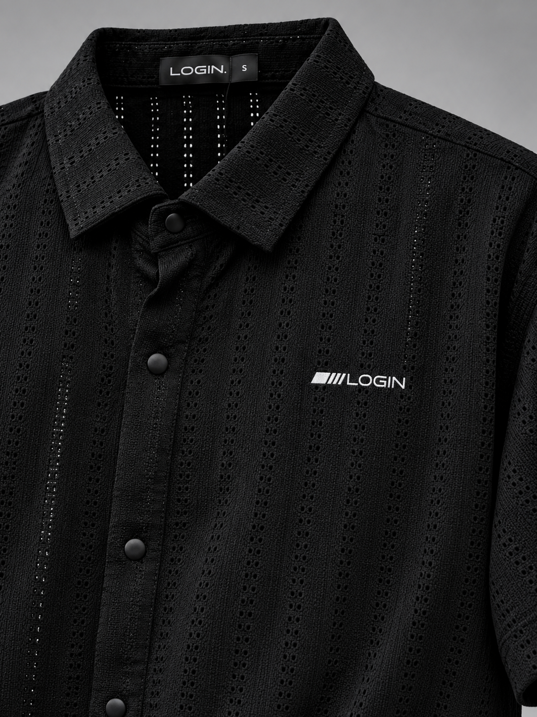 Men's Black Textured  Half Sleeve Shirt