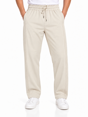 Men's Cream Relaxed Fit Trousers