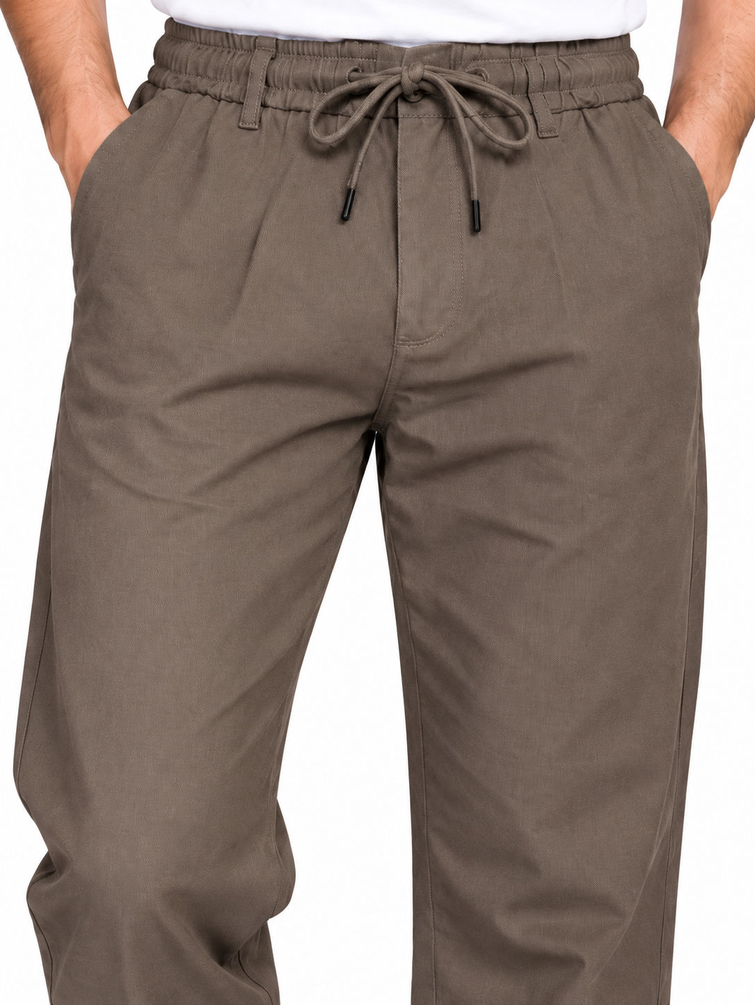 Men’s Taupe Brown Relaxed Fit Drawstring Pants