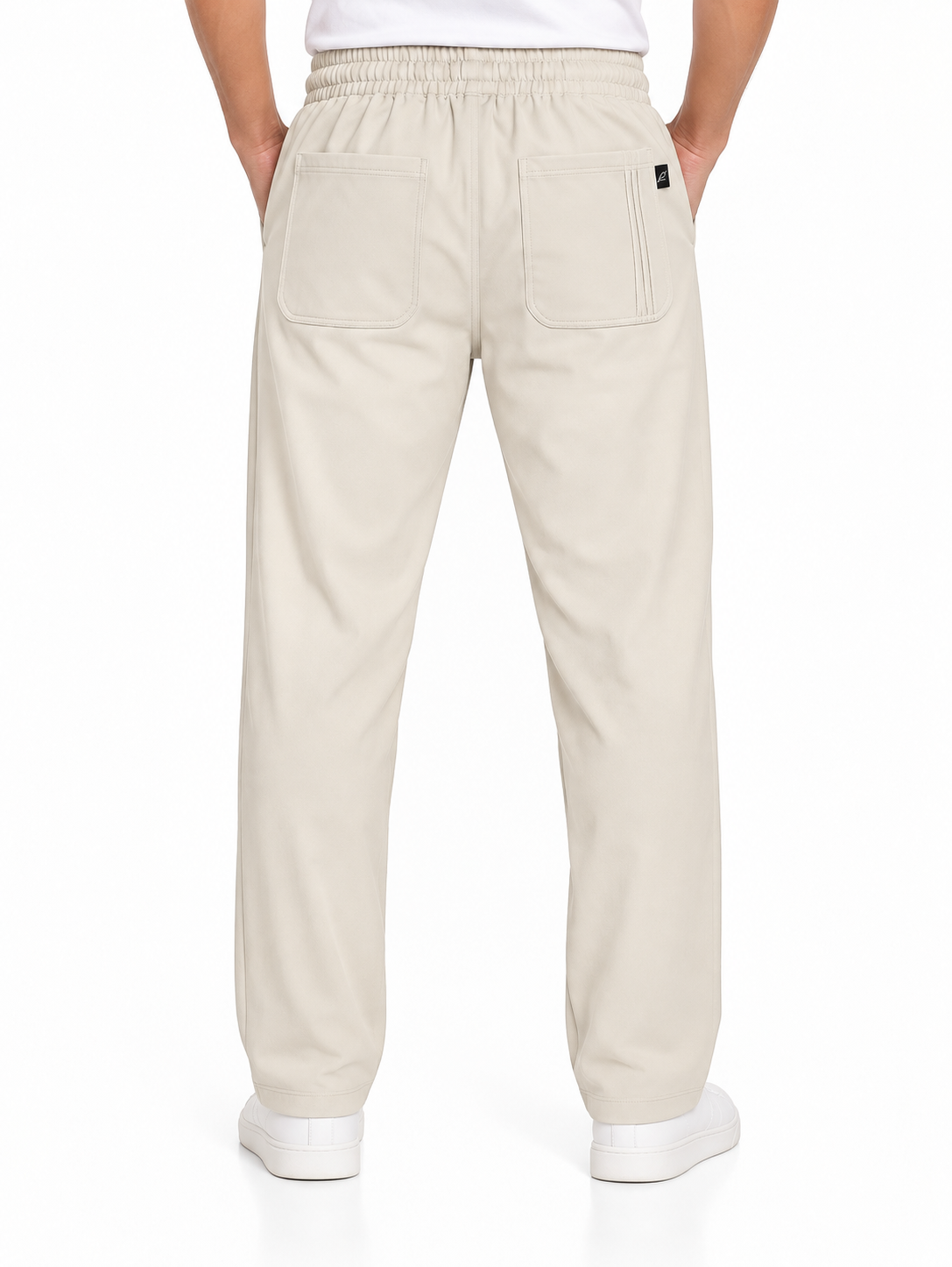 Men's Cream Relaxed Fit Trousers