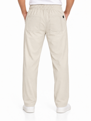 Men's Cream Relaxed Fit Trousers