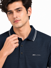 Men’s Navy Blue Textured Polo Shirt