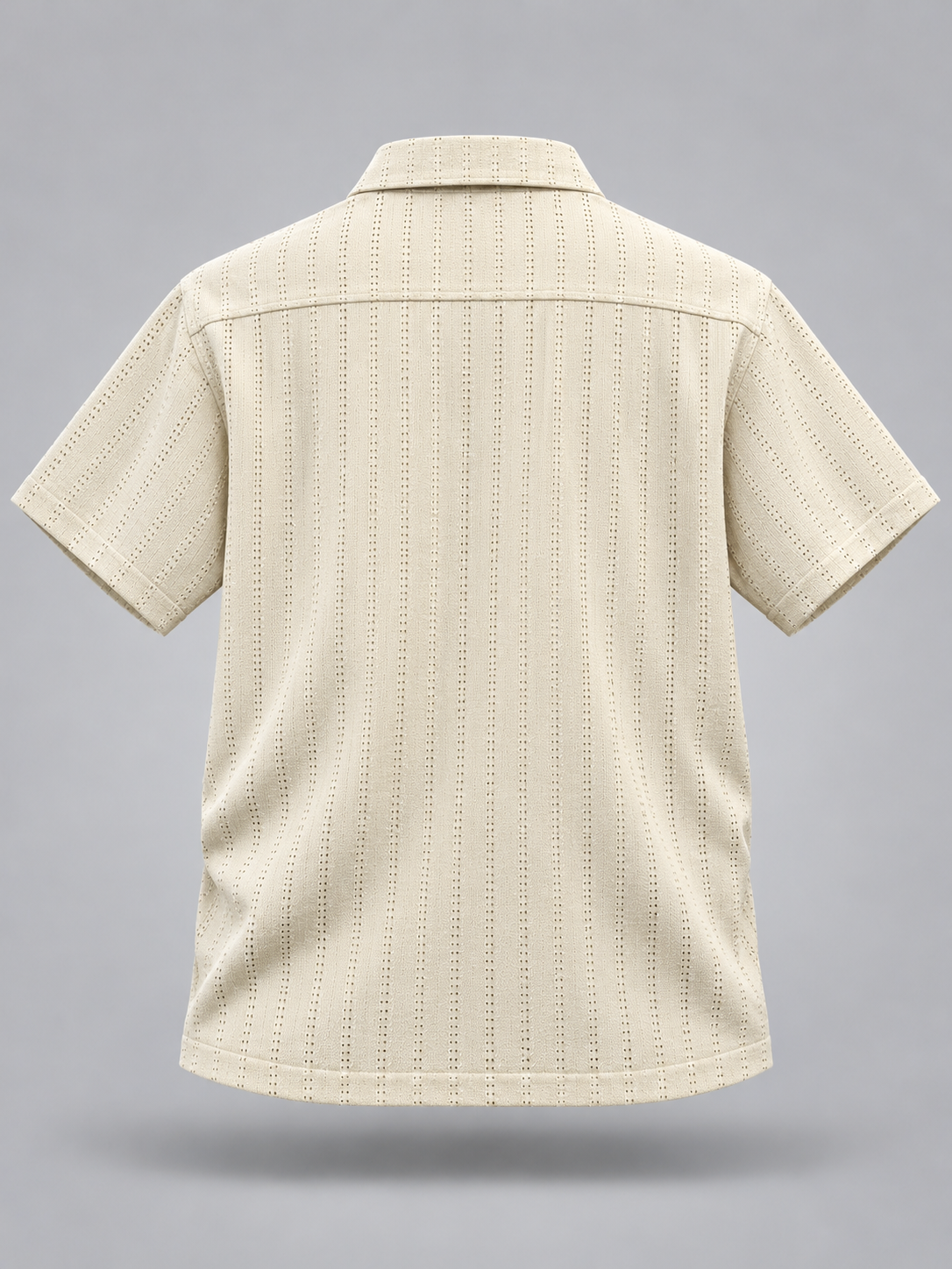 Cream Eyelet Textured Short Sleeve Shirt