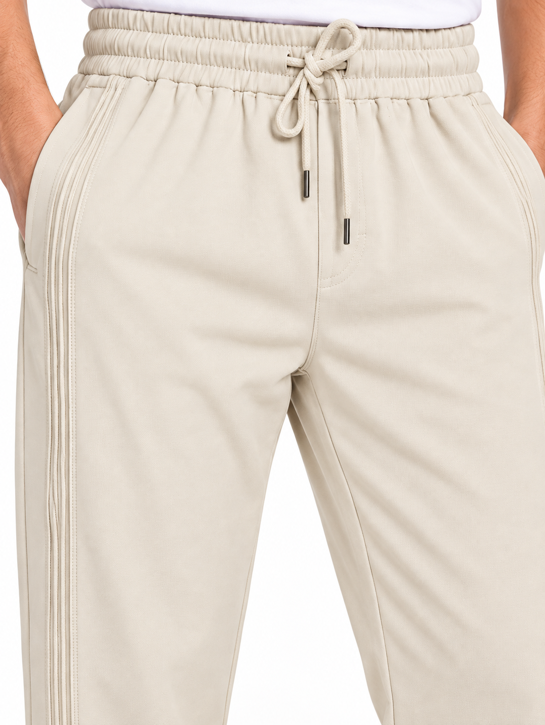 Men's Cream Relaxed Fit Trousers