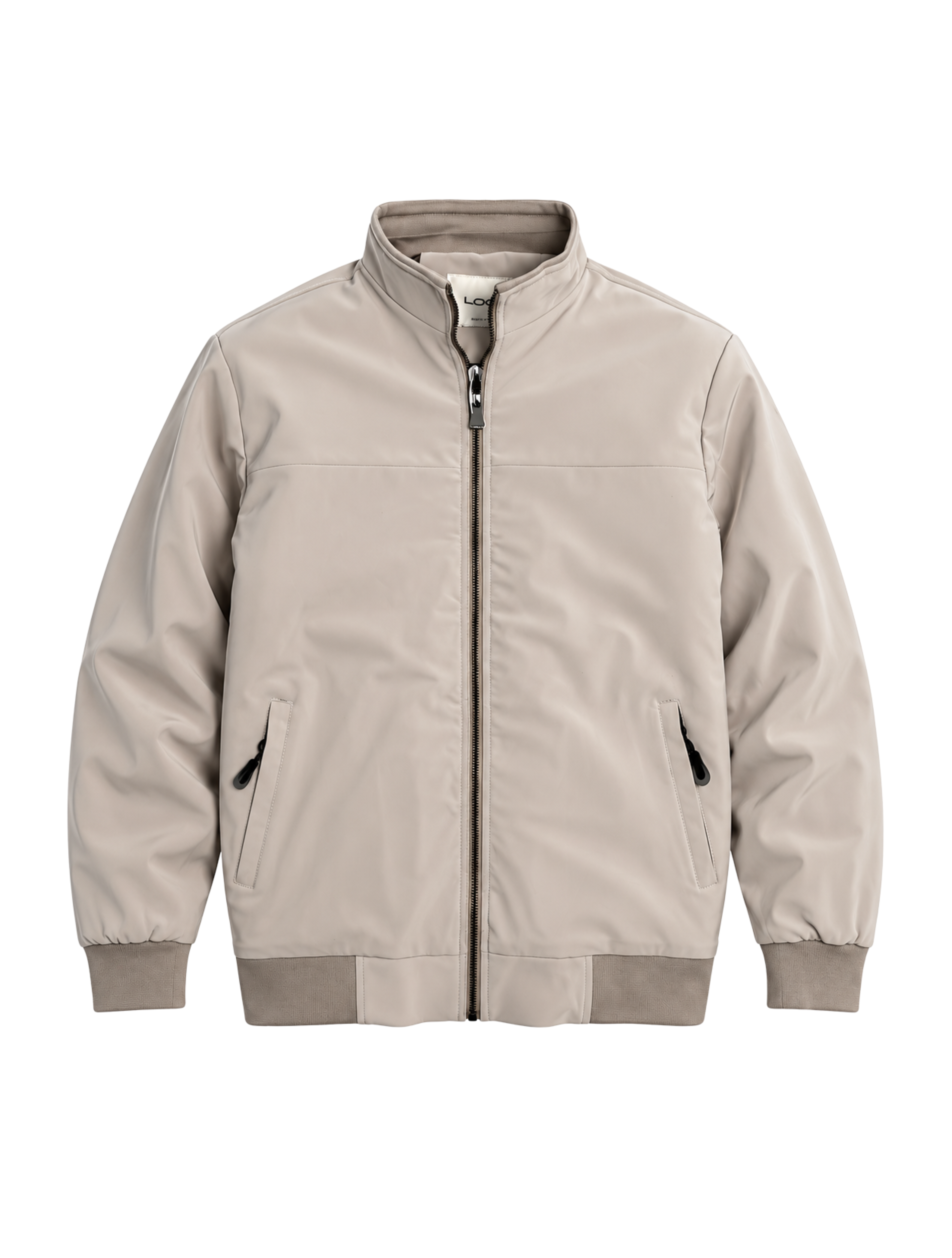 Men's Beige Premium Zip-Up Jacket