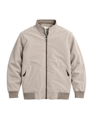 Men's Beige Premium Zip-Up Jacket