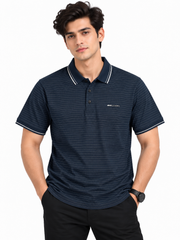 Men’s Navy Blue Textured Polo Shirt