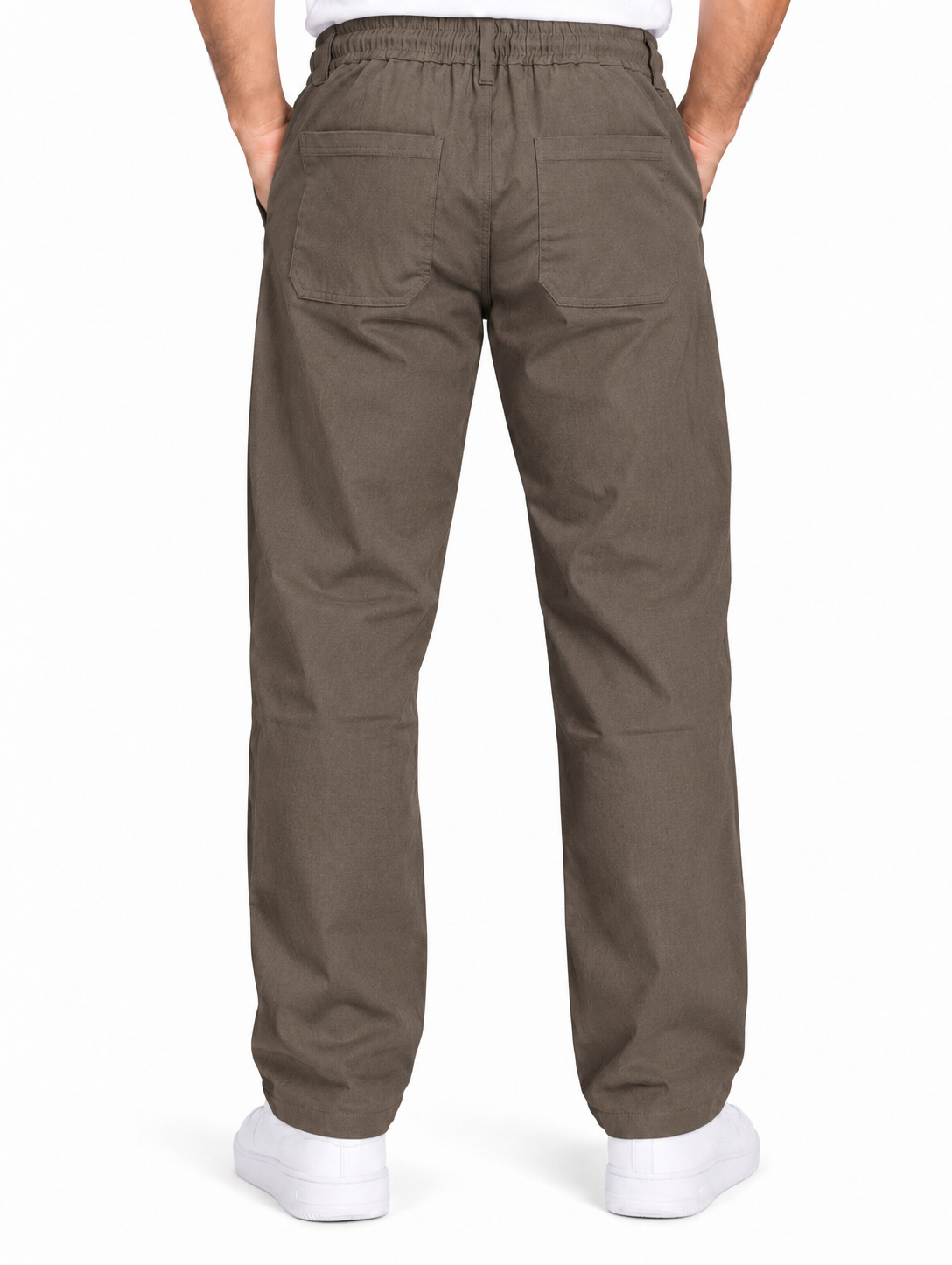 Men’s Taupe Brown Relaxed Fit Drawstring Pants
