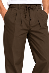 Men’s Dark Brown Relaxed-Fit Trousers