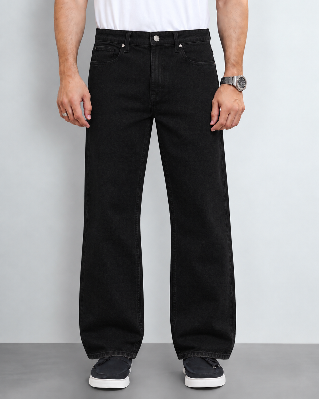 Men’s Black Wide Leg Denim Jeans