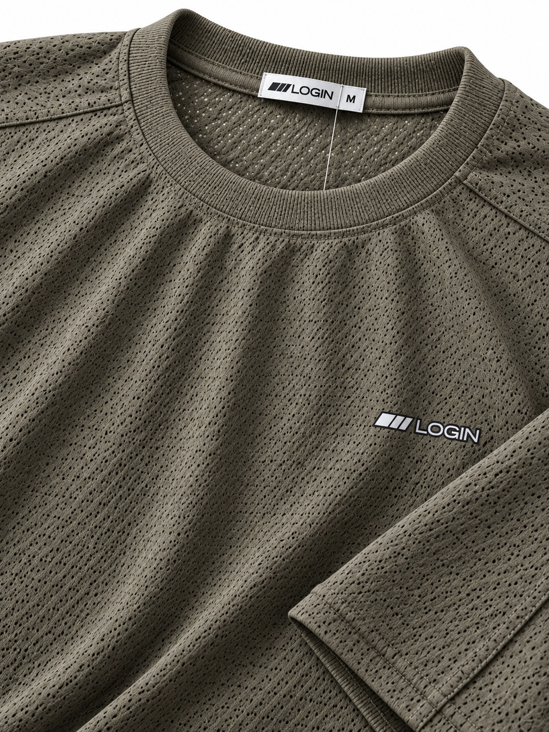 LOGIN Men's Olive Grey Oversized T-Shirt