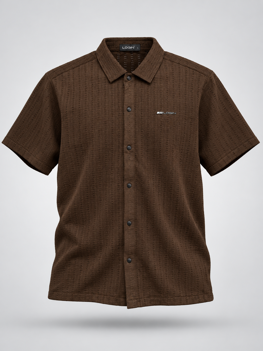 Men's Brown Textured Half Sleeve Shirt