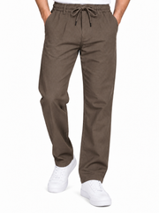 Men’s Taupe Brown Relaxed Fit Drawstring Pants