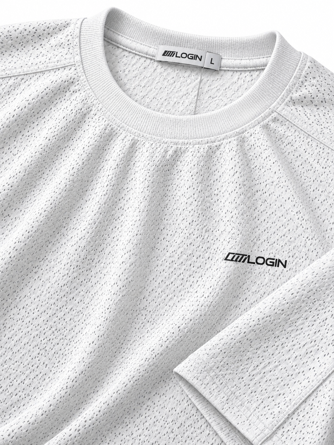 LOGIN Men's White Oversized Mesh T-Shirt