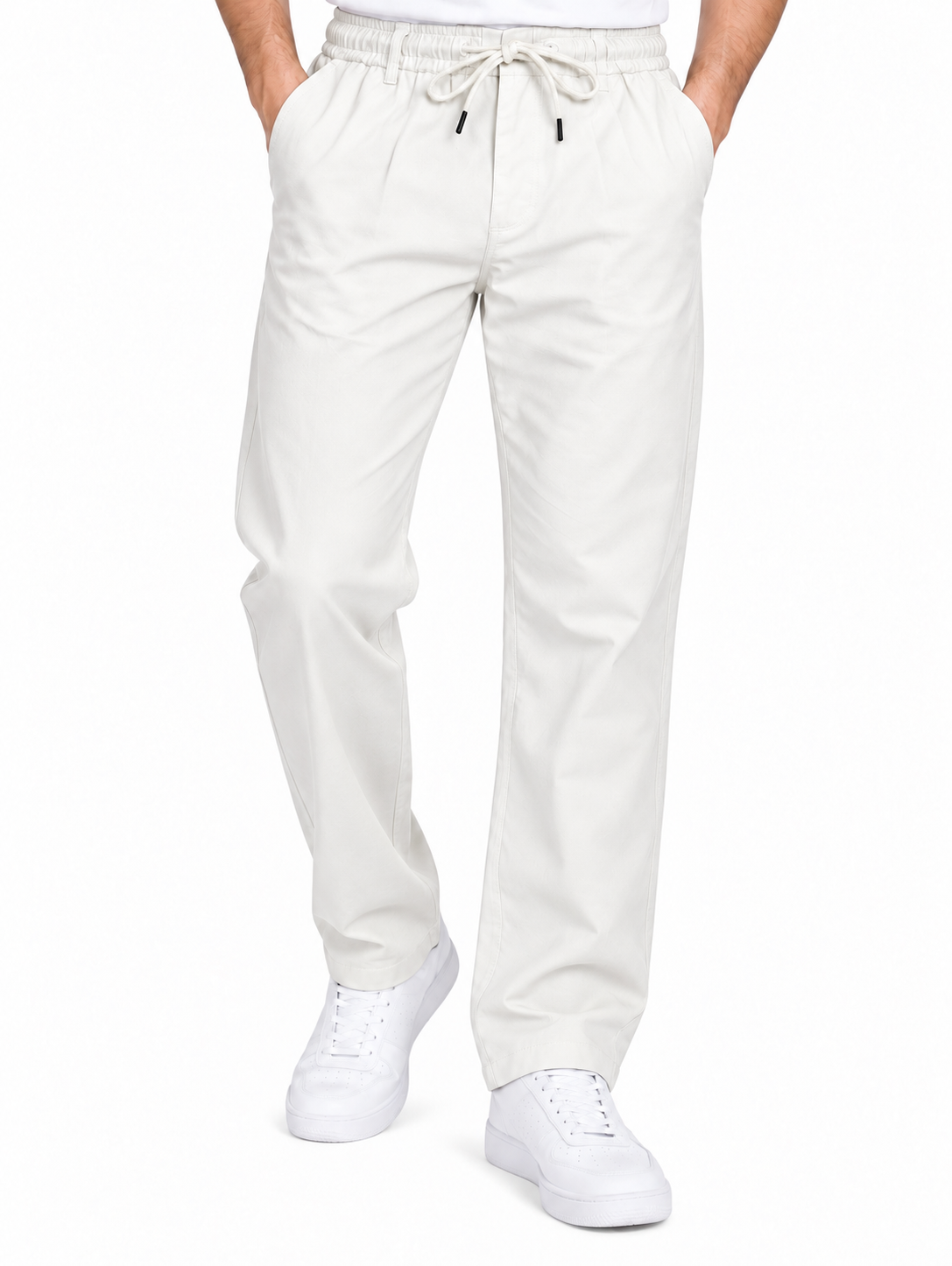 Men’s White Drawstring Casual Pants