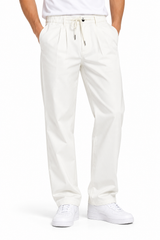 Men's White Relaxed Fit Trousers