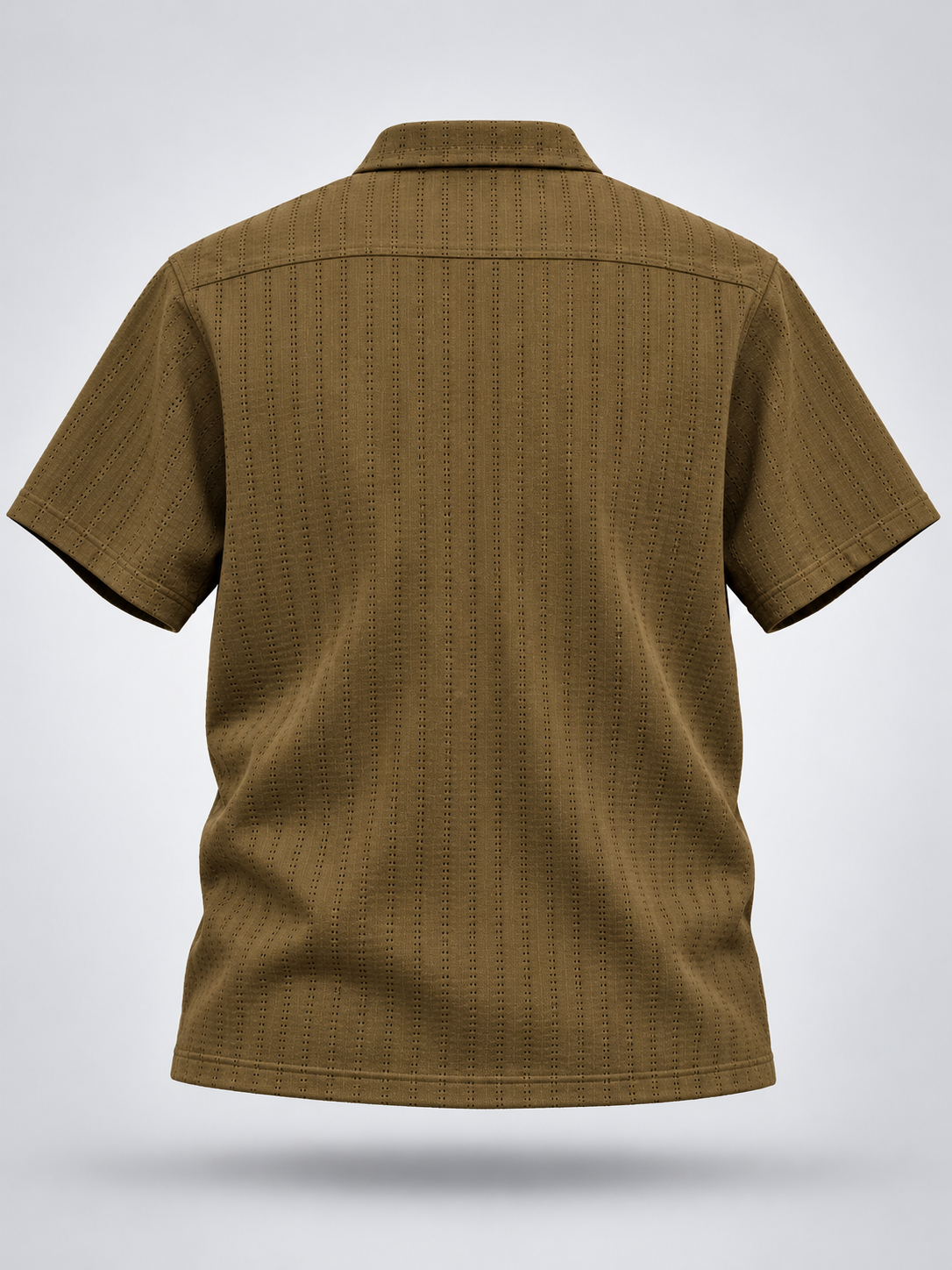 Men's Olive Khaki Textured Half Sleeve Shirt