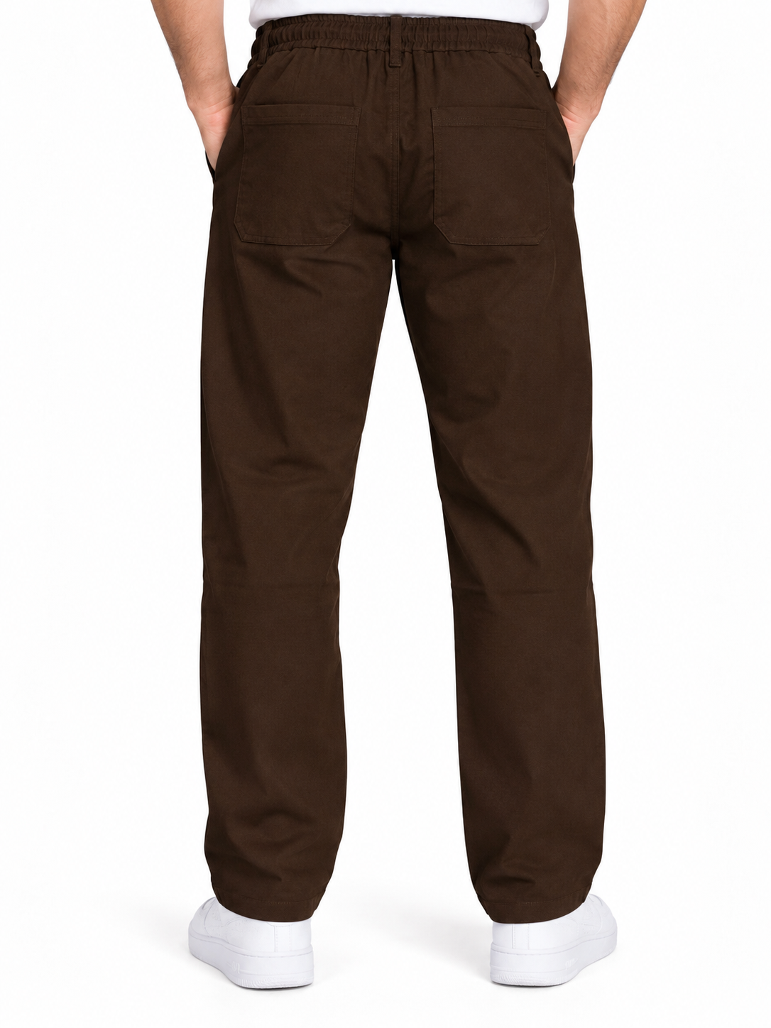 Men’s Brown Relaxed Fit Drawstring Cargo-Style Pants