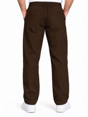 Men’s Brown Relaxed Fit Drawstring Cargo-Style Pants