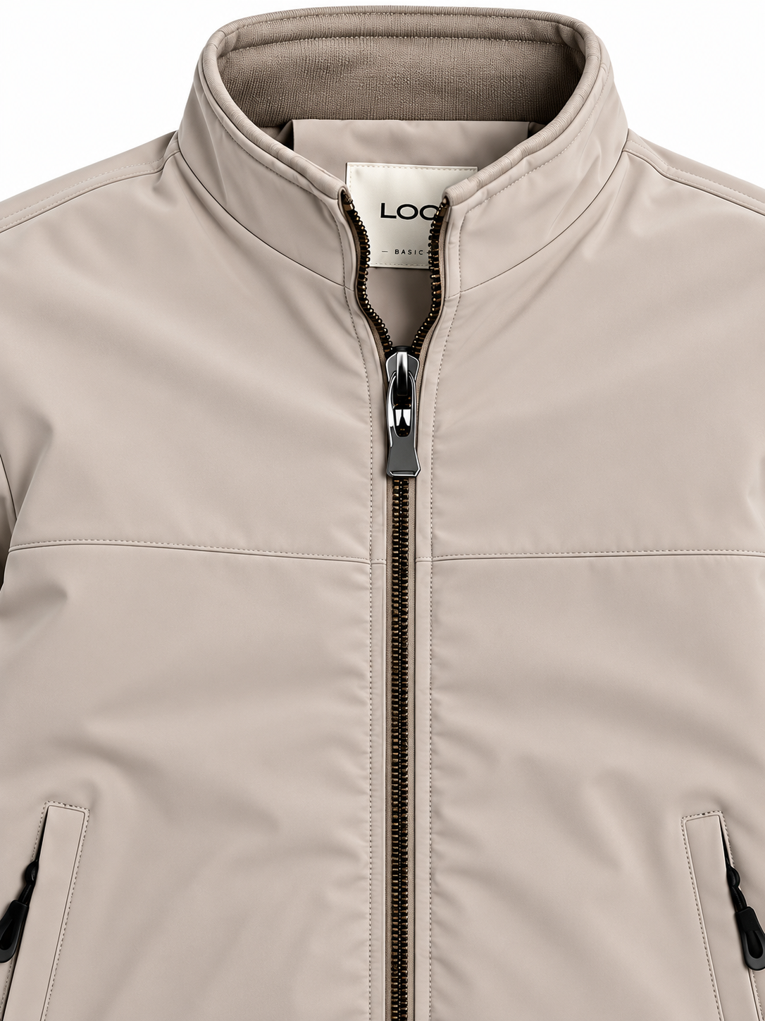 Men's Beige Premium Zip-Up Jacket
