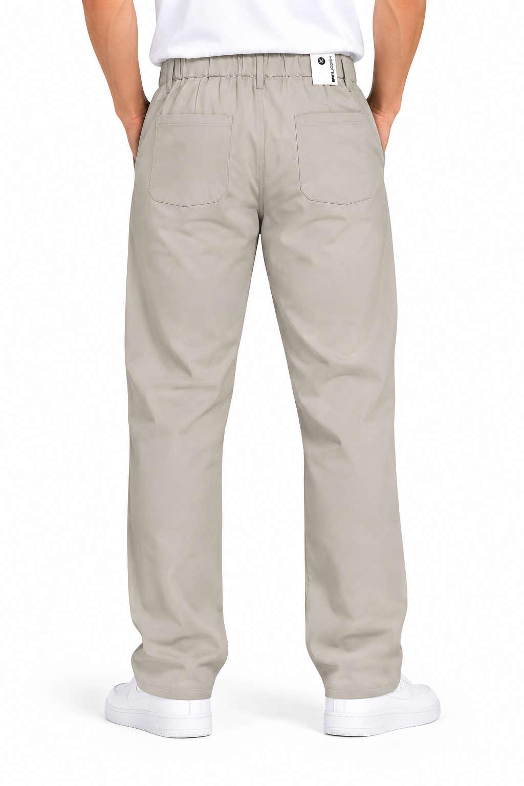 Men's Light Beige Relaxed Fit Trousers