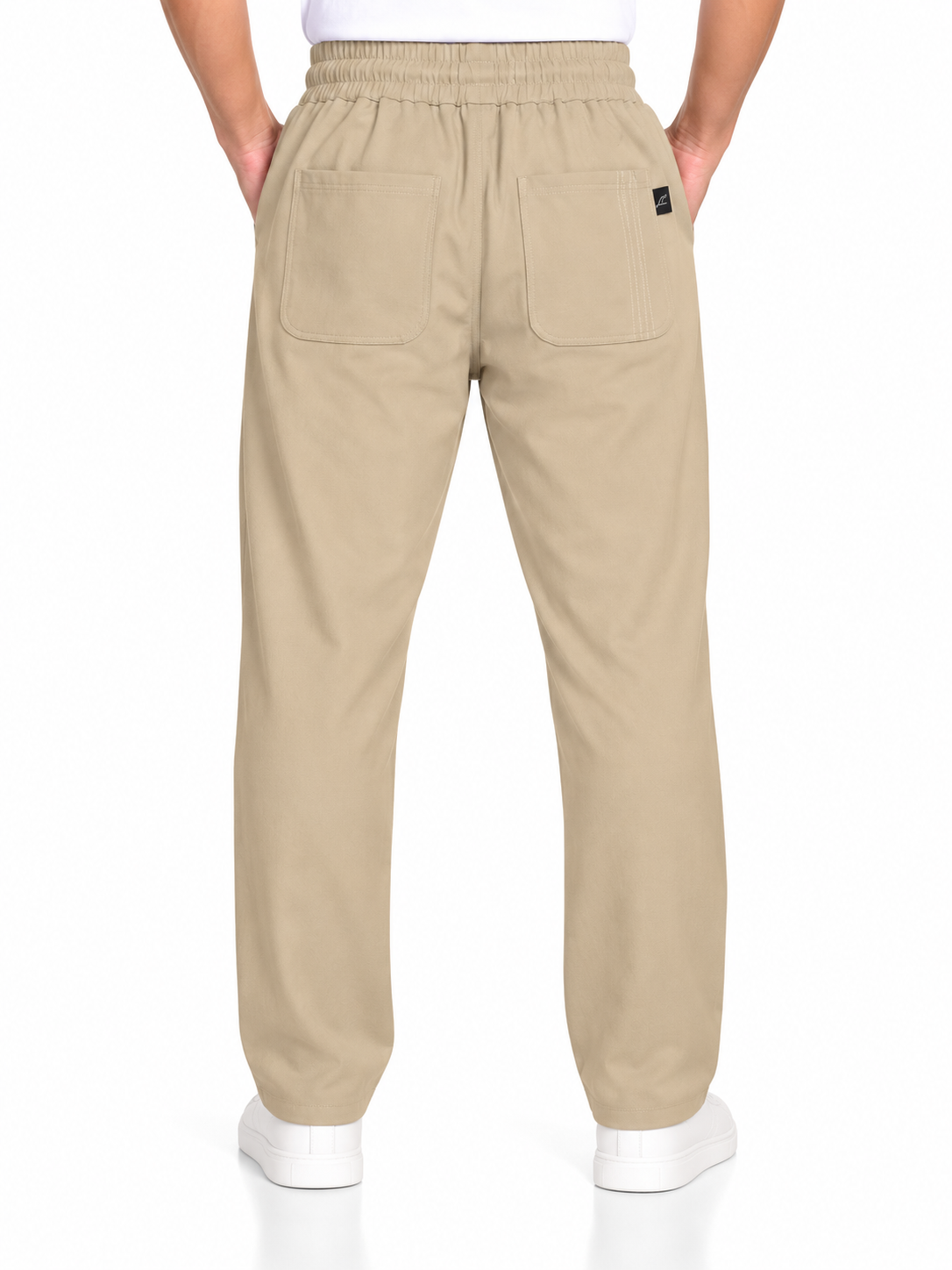 Men's Beige Relaxed Fit Trousers