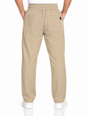 Men's Beige Relaxed Fit Trousers